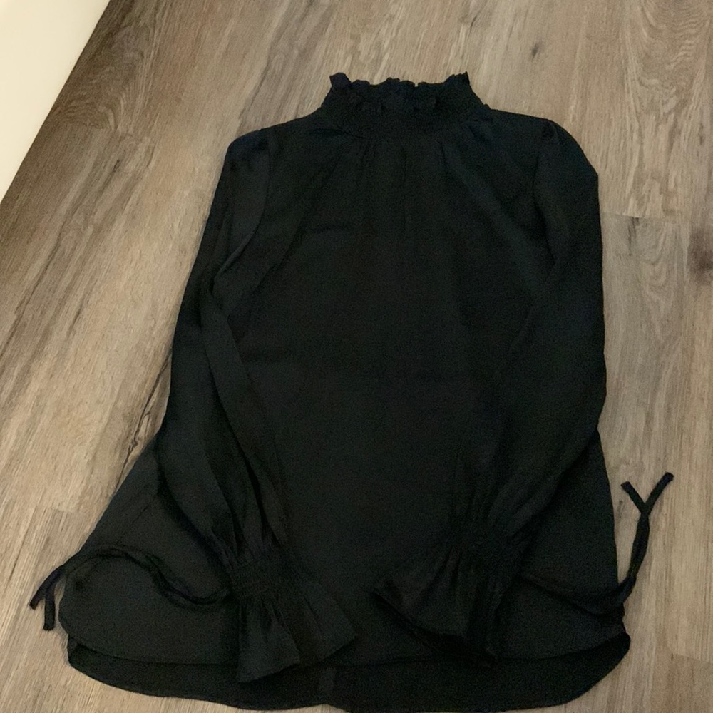 Satin Black Long Sleeve Turtle Neck